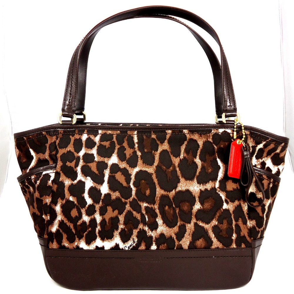 NWT Coach Carrie Tote Ocelot Brown Animal Handbag - Picture 1 of 7